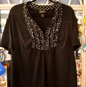 Black Top with Polka Dot Ruffles sz 18/20